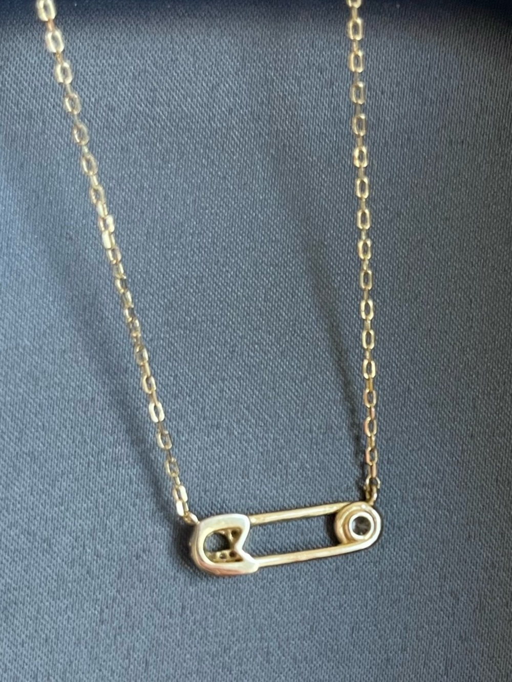 NWOT Rachel Zoe Gold-Tone Safety Pin Pendant Necklace with CZ Accents - Picture 2 of 4